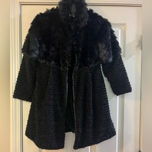 WIDGEON Faux Fur Dress Coat (Girls) - Black